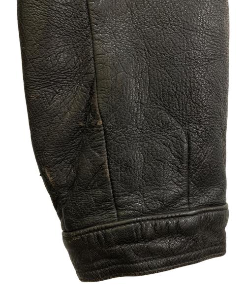 スウェーデン軍（スウェーデングン）スウェーデン軍 (スウェーデングン) レザーカーコート ブラック サイズ:2の古着・服飾アイテム