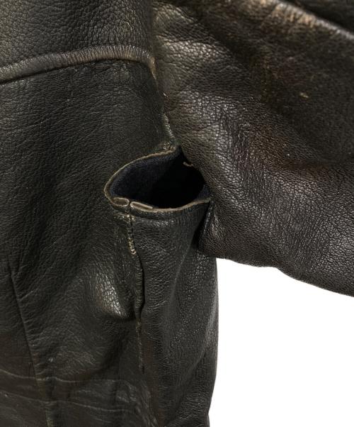 スウェーデン軍（スウェーデングン）スウェーデン軍 (スウェーデングン) レザーカーコート ブラック サイズ:2の古着・服飾アイテム