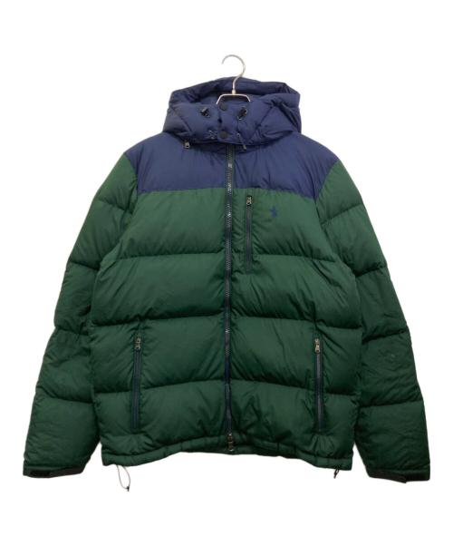 POLO RALPH LAUREN（ポロ・ラルフローレン）POLO RALPH LAUREN (ポロ・ラルフローレン) バイカラーダウンジャケット ブルー×グリーン サイズ:Lの古着・服飾アイテム