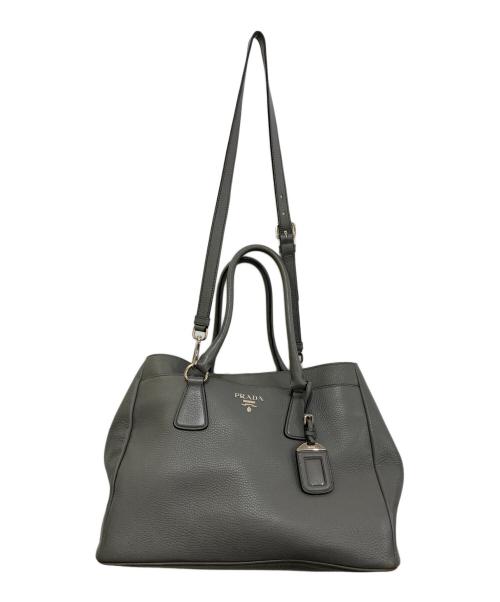 PRADA（プラダ）PRADA (プラダ) ヴィッテロダイノ 2WAYトートバッグ　B4393M グレーの古着・服飾アイテム
