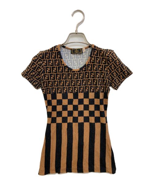 FENDI（フェンディ）FENDI (フェンディ) ズッカ総柄Tシャツ ブラウン サイズ:40の古着・服飾アイテム