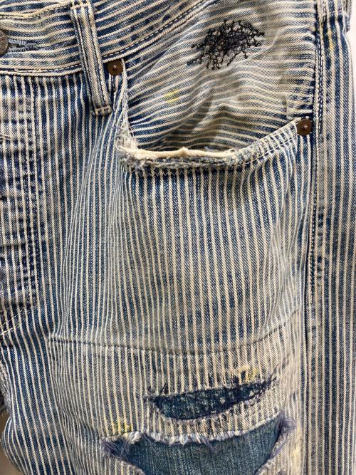 KAPITAL（キャピタル）KAPITAL (キャピタル) ヴィンテージ加工ヒッコリーパンツ インディゴ サイズ:34の古着・服飾アイテム