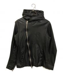 ISAMU KATAYAMA BACKLASH（イサムカタヤマ・バックラッシュ）の古着「イタリアンショルダー0.6mm製品染めフーディージャケット」｜ブラック