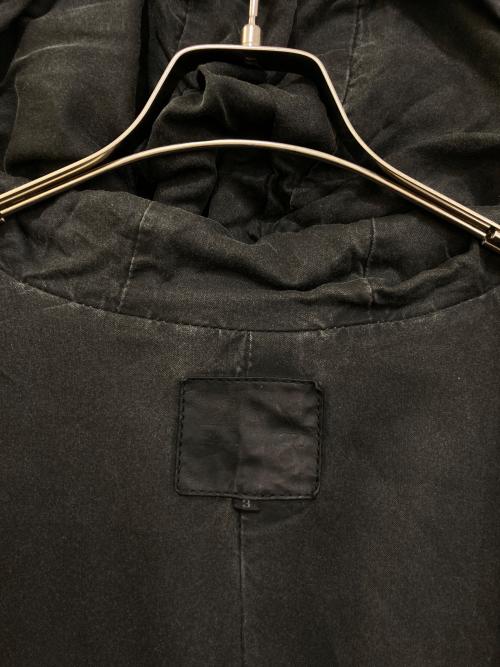 ISAMU KATAYAMA BACKLASH（イサムカタヤマ・バックラッシュ）ISAMU KATAYAMA BACKLASH (イサムカタヤマ・バックラッシュ) イタリアンショルダー0.6mm製品染めフーディージャケット ブラック サイズ:3の古着・服飾アイテム