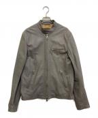Cinquantaチンクワンタ）の古着「ラムレザー スタンドカラーシングルライダース ジャケット　H-502/1」｜グレー