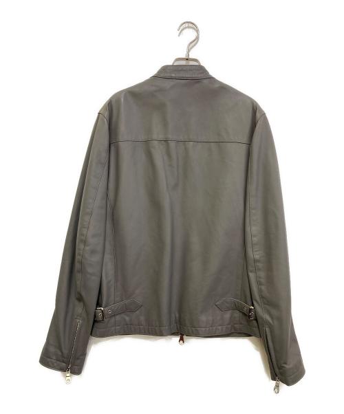 Cinquanta（チンクワンタ）Cinquanta (チンクワンタ) ラムレザー スタンドカラーシングルライダース ジャケット　H-502/1 グレー サイズ:48の古着・服飾アイテム