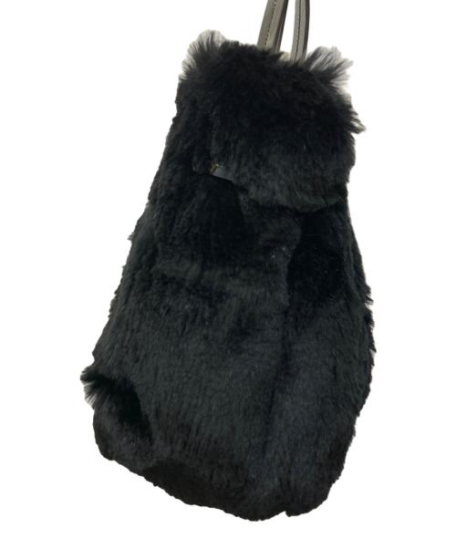 Salvatore Ferragamo（サルヴァトーレ フェラガモ）Salvatore Ferragamo (サルヴァトーレ フェラガモ) ヴァラリボンファーハンドバッグ　C950 ブラックの古着・服飾アイテム