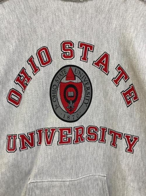 Champion REVERSE WEAVE（チャンピオン リバース ウィーブ）Champion REVERSE WEAVE (チャンピオン リバース ウィーブ) 90`sカレッジプリントパーカー グレー サイズ:XLARGEの古着・服飾アイテム