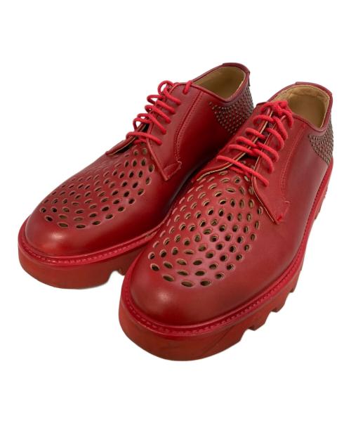 EMPORIO ARMANI（エンポリオアルマーニ）EMPORIO ARMANI (エンポリオアルマーニ) カットワークスタッズレザーシューズ　X4C437 レッド サイズ:7の古着・服飾アイテム