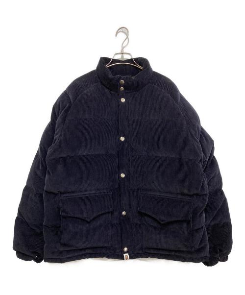 A BATHING APE（ア ベイシング エイプ）A BATHING APE (ア ベイシング エイプ) CORDUROY CLASSIC DOWN JACKET ネイビー サイズ:XLの古着・服飾アイテム
