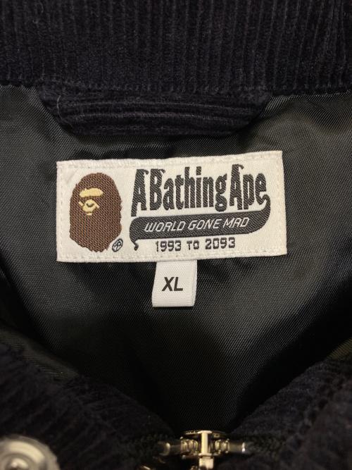 A BATHING APE（ア ベイシング エイプ）A BATHING APE (ア ベイシング エイプ) CORDUROY CLASSIC DOWN JACKET ネイビー サイズ:XLの古着・服飾アイテム