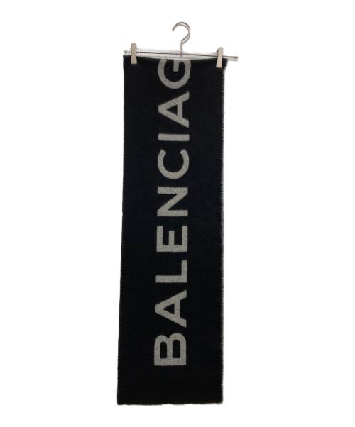 BALENCIAGA（バレンシアガ）BALENCIAGA (バレンシアガ) カシミヤウールマフラー グレー×ブラックの古着・服飾アイテム