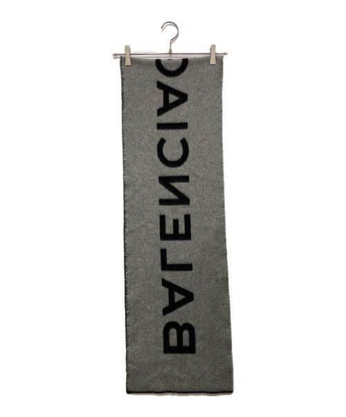 BALENCIAGA（バレンシアガ）BALENCIAGA (バレンシアガ) カシミヤウールマフラー グレー×ブラックの古着・服飾アイテム