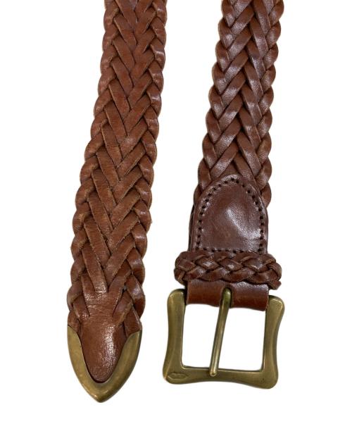 J&M DAVIDSON（ジェイ＆エム デヴィッドソン）J&M DAVIDSON (ジェイ＆エム デヴィッドソン) 編み込みレザーベルト ブラウンの古着・服飾アイテム