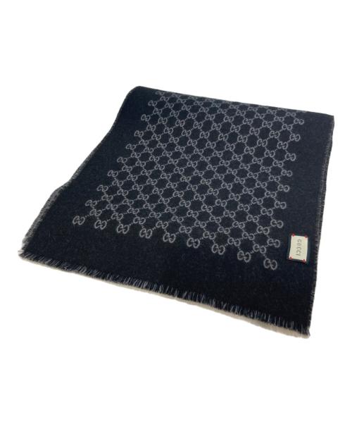GUCCI（グッチ）GUCCI (グッチ) GG ジャガードウールマフラー　391246 ブラックの古着・服飾アイテム
