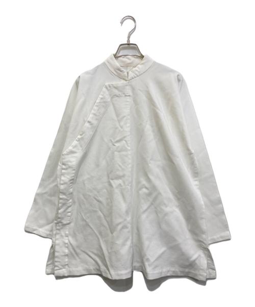 BLACK COMME des GARCONS（ブラックコムデギャルソン）BLACK COMME des GARCONS (ブラックコムデギャルソン) バンドカラープルオーバーデザインシャツ ホワイト サイズ:Lの古着・服飾アイテム