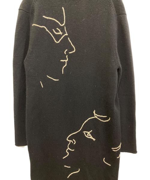 Y's（ワイズ）Y's (ワイズ) 線画ロングウールカーディガン ブラック サイズ:2の古着・服飾アイテム