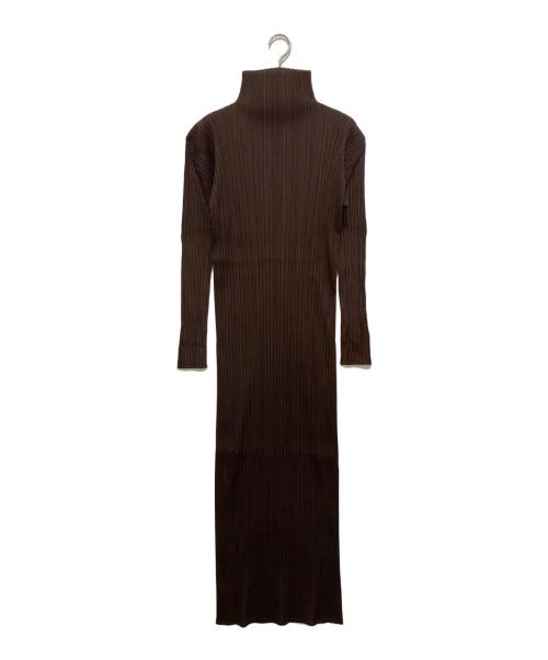 PLEATS PLEASE（プリーツプリーズ）PLEATS PLEASE (プリーツプリーズ) プリーツハイネックロングワンピース　PP84-JH132 ブラウン サイズ:2の古着・服飾アイテム