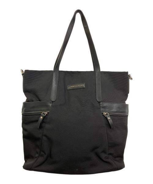 JIMMY CHOO（ジミーチュウ）JIMMY CHOO (ジミーチュウ) ナイロンキャンバストートバッグ ブラックの古着・服飾アイテム