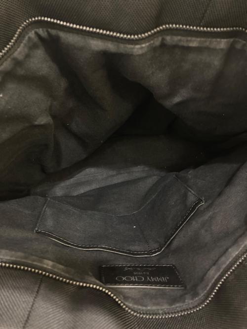 JIMMY CHOO（ジミーチュウ）JIMMY CHOO (ジミーチュウ) ナイロンキャンバストートバッグ ブラックの古着・服飾アイテム