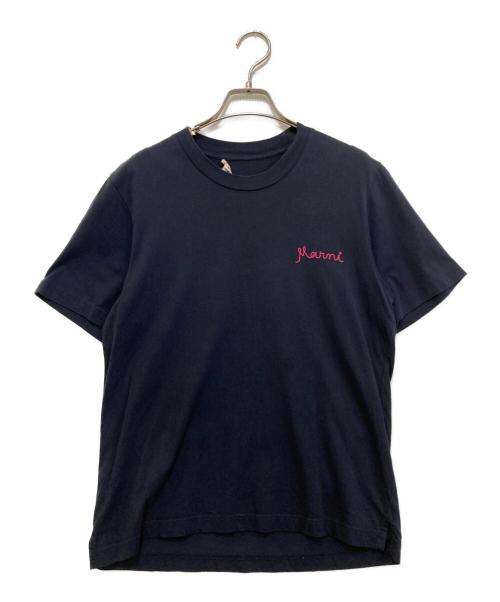 MARNI（マルニ）MARNI (マルニ) イタリックロゴTシャツ ネイビー サイズ:40の古着・服飾アイテム