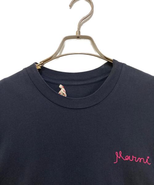 MARNI（マルニ）MARNI (マルニ) イタリックロゴTシャツ ネイビー サイズ:40の古着・服飾アイテム