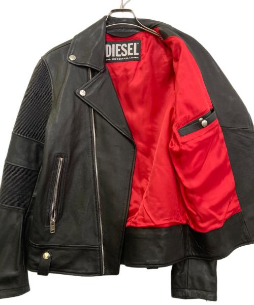 DIESEL（ディーゼル）DIESEL (ディーゼル) L-STARKVILLE ラムレザーダブルライダースジャケット ブラック サイズ:Lの古着・服飾アイテム