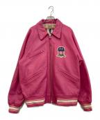 AVIREXアヴィレックス）の古着「LIGHT SIGNATURE VARSITY JACKET 783-3950007」｜ピンク