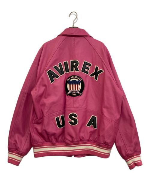 AVIREX（アヴィレックス）AVIREX (アヴィレックス) LIGHT SIGNATURE VARSITY JACKET 783-3950007 ピンク サイズ:XLの古着・服飾アイテム