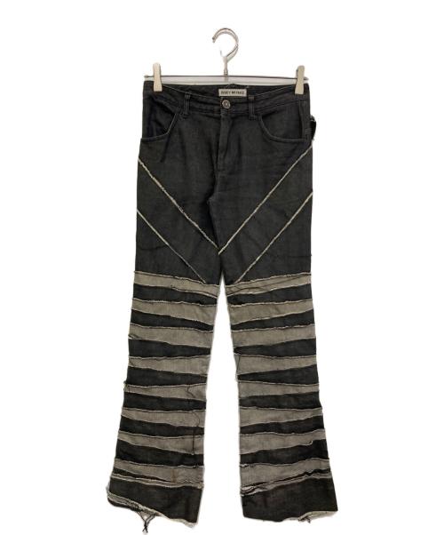 ISSEY MIYAKE（イッセイミヤケ）ISSEY MIYAKE (イッセイミヤケ) 02AW コーティング加工パッチワークデニムパンツ　IM23FF027 ブラック サイズ:1の古着・服飾アイテム