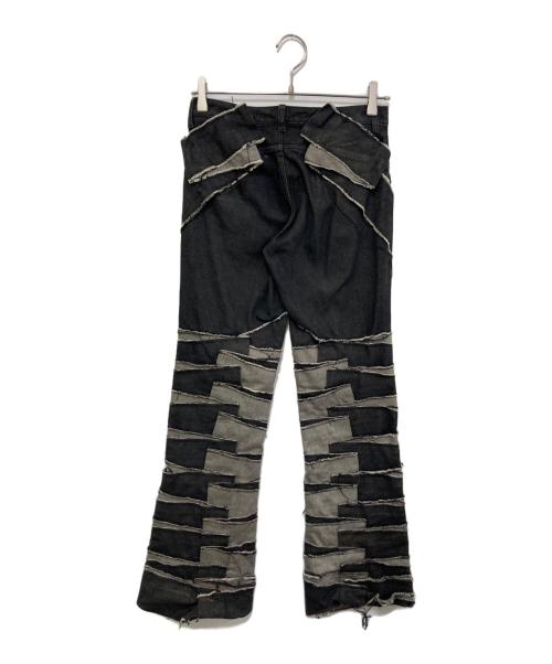 ISSEY MIYAKE（イッセイミヤケ）ISSEY MIYAKE (イッセイミヤケ) 02AW コーティング加工パッチワークデニムパンツ　IM23FF027 ブラック サイズ:1の古着・服飾アイテム