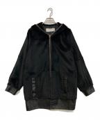 ADOREアドーア）の古着「ラビットファー×ラムレザー切替ジャケット」｜ブラック