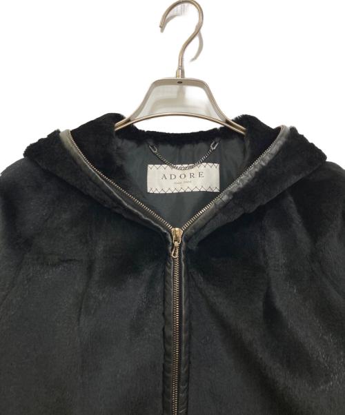 ADORE（アドーア）ADORE (アドーア) ラビットファー×ラムレザー切替ジャケット ブラック サイズ:38の古着・服飾アイテム
