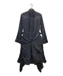 DIESEL Black Gold（ディーゼル ブラック ゴールド）の古着「レイヤードシャツワンピース」｜ネイビー