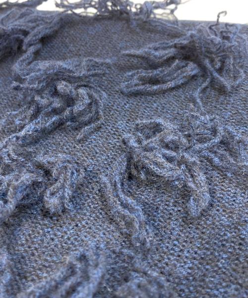 homspun（ホームスパン）homspun (ホームスパン) フリンジ付きストール ネイビーの古着・服飾アイテム