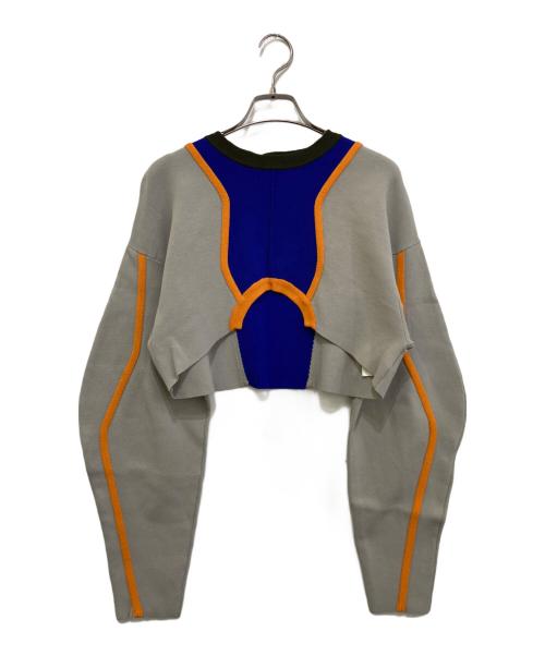 UN3D.（アンスリード）UN3D. (アンスリード) WAVE LINE SHORT KNIT　522512601301-01 グレー サイズ:F 未使用品の古着・服飾アイテム