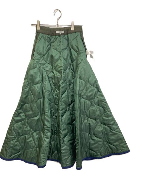 UN3D.（アンスリード）UN3D. (アンスリード) キルティングスカート グリーン サイズ:36の古着・服飾アイテム