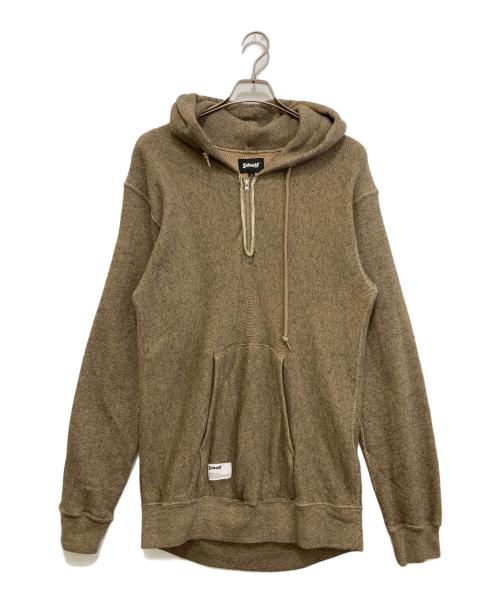 Schott（ショット）Schott (ショット) ソルトアンドペッパー ハーフジップ パーカー ブラウン サイズ:Lの古着・服飾アイテム