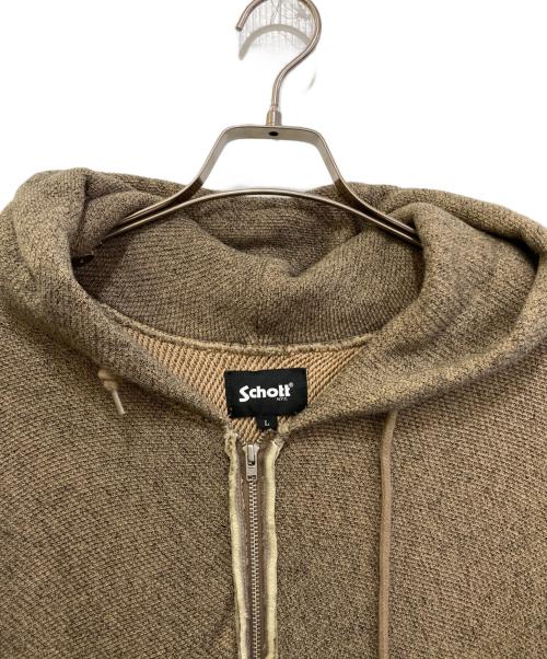 Schott（ショット）Schott (ショット) ソルトアンドペッパー ハーフジップ パーカー ブラウン サイズ:Lの古着・服飾アイテム