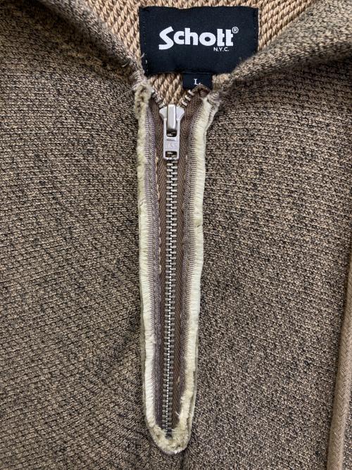 Schott（ショット）Schott (ショット) ソルトアンドペッパー ハーフジップ パーカー ブラウン サイズ:Lの古着・服飾アイテム