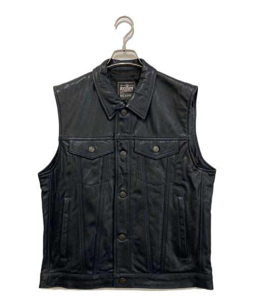 KADOYA（カドヤ）KADOYA (カドヤ) DTレザーベスト ネイビー サイズ:Lの古着・服飾アイテム
