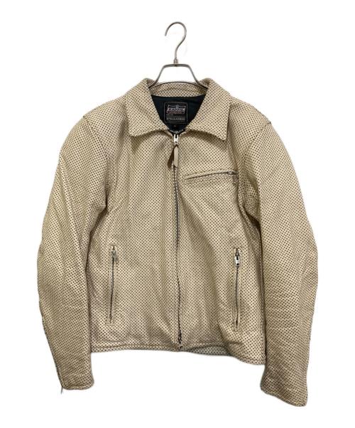 KADOYA（カドヤ）KADOYA (カドヤ) パンチングレザージャケット アイボリー サイズ:Lの古着・服飾アイテム