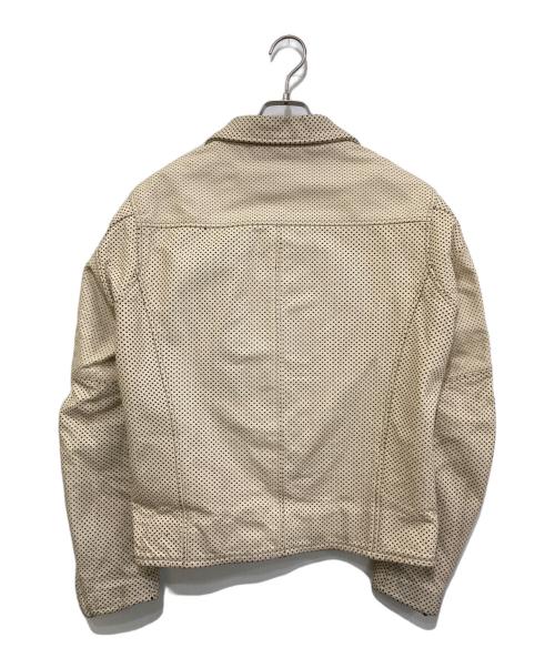 KADOYA（カドヤ）KADOYA (カドヤ) パンチングレザージャケット アイボリー サイズ:Lの古着・服飾アイテム