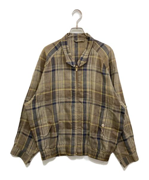 Burberry's（バーバリー）Burberry's (バーバリー) リネンチェックジャケット ブラウン サイズ:Lの古着・服飾アイテム