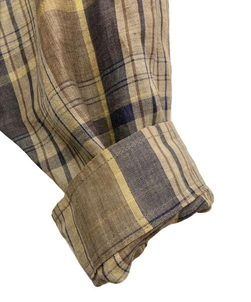 Burberry's（バーバリー）Burberry's (バーバリー) リネンチェックジャケット ブラウン サイズ:Lの古着・服飾アイテム