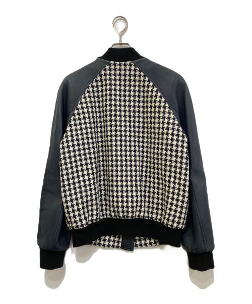 BALMAIN（バルマン）BALMAIN (バルマン) ラムレザー千鳥格子切替ブルゾン ネイビー サイズ:44の古着・服飾アイテム