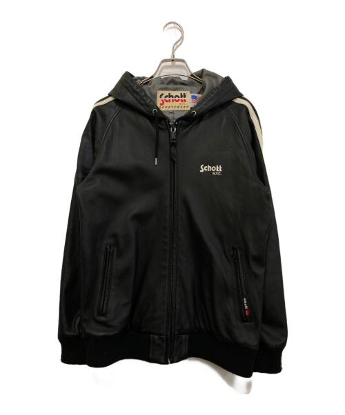 Schott（ショット）Schott (ショット) ラムレザートラックフーデットジャケット 3141019 ブラック サイズ:Lの古着・服飾アイテム