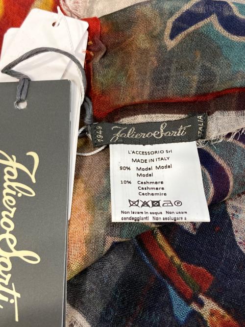 FALIERO SARTI（ファリエロサルティ）FALIERO SARTI (ファリエロサルティ) グラフィックストール レッドの古着・服飾アイテム