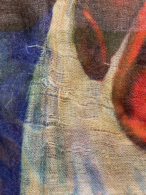 FALIERO SARTI（ファリエロサルティ）FALIERO SARTI (ファリエロサルティ) グラフィックストール レッドの古着・服飾アイテム