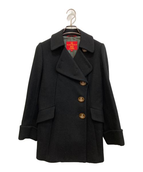 Vivienne Westwood RED LABEL（ヴィヴィアンウエストウッドレッドレーベル）Vivienne Westwood RED LABEL (ヴィヴィアンウエストウッドレッドレーベル) オーブボタンウールメルトンコート　JC357-01-67501JJ ブラック サイズ:2の古着・服飾アイテム
